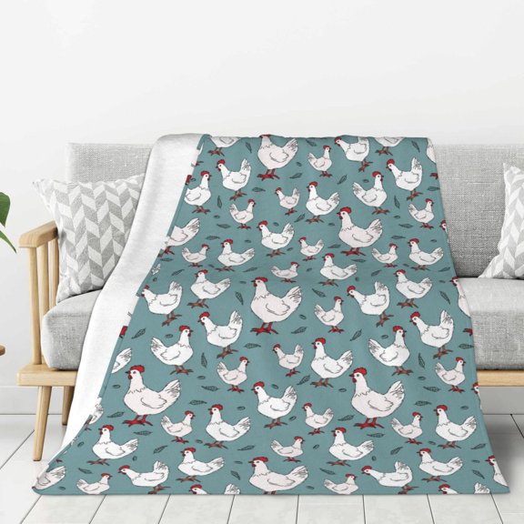 Sikiie Funny Chicken Cozy Flannel Fleece Throw Blanket: Lightweight & Thick for All Seasons - Perfect for Women, Men, & Kids"60"x50"