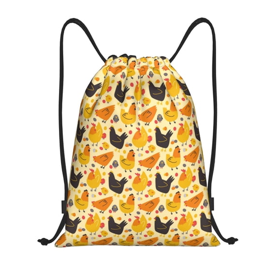 Sikiie Funny Chicken Drawstring Backpack Drawstring Bags, Draw String Back Bag for Sports, Gym, Travel, Swimming, Beach-Medium