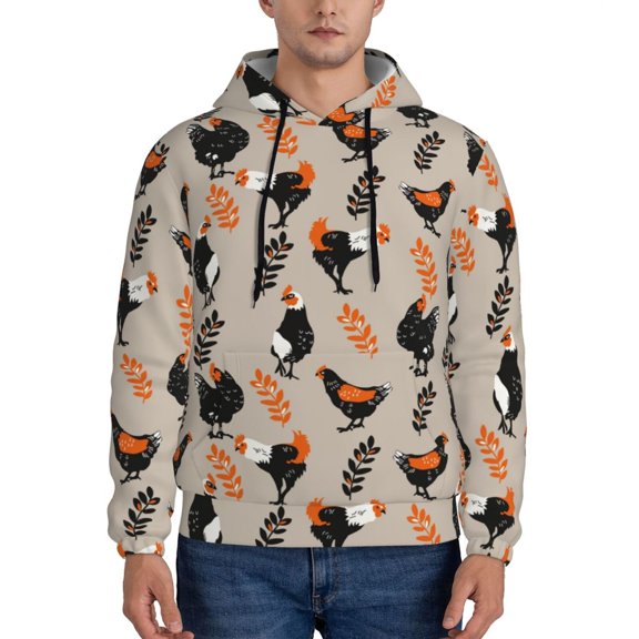 Sikiie Funny Chicken Men's Hoodie, Essentials Hoodie, Sweatshirt, Pullover Hooded Sweatshirt for Men-Large