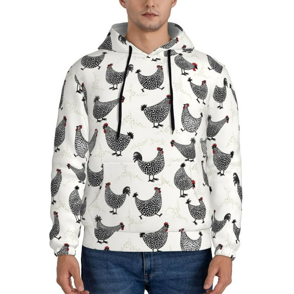 Sikiie Funny Chicken Men's Hoodie, Essentials Hoodie, Sweatshirt, Pullover Hooded Sweatshirt for Men-Small