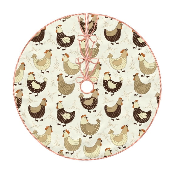 Sikiie Funny Chicken Nativity Christmas Tree Skirt, Jesus Christian Winter Holiday Tree Mat Decoration(30-48IN)36"