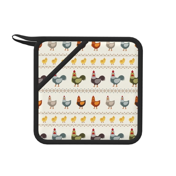 Sikiie Funny Chicken Pot Holders Kitchen Insulation Mats Heat Resistant Pot-Holder Oven Anti-Scald Pads for Cooking Baking, 7.1*7.1inch