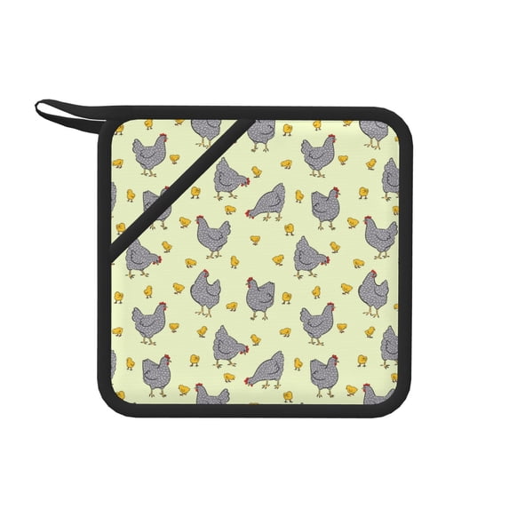Sikiie Funny Chicken Pot Holders Kitchen Insulation Mats Heat Resistant Pot-Holder Oven Anti-Scald Pads for Cooking Baking, 7.1*7.1inch