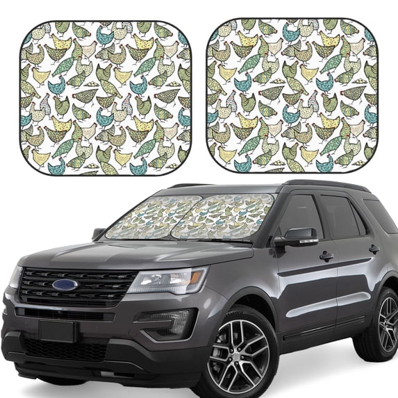 Sikiie Funny Chicken Print Foldable Car Windshield Sun Visor, Car Window Sunshade Suitable for Sedan, SUV and Truck Car Accessories-Medium