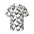 thumbnail image 1 of Sikiie Funny Chicken Print Men's Hawaiian Shirt, Summer Beach Button Pocket Short Sleeve T-Shirt,Large, 1 of 7