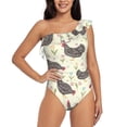 thumbnail image 1 of Sikiie Funny Chicken Print Women One Piece Swimsuits Tummy Control One Shoulder Bathing Suits Ruffle Swimwear, From S to XXL-XX-Large, 1 of 6
