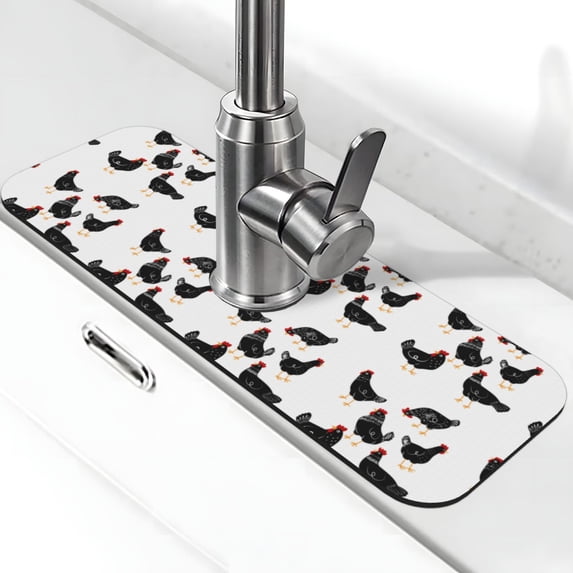 Sikiie Funny Chicken Splash Guard for Sink Faucet-1 PC Super Absorbent Fast Drying Mat Sink Gadgets-Splash Guard for Kitchen, Sink Mat