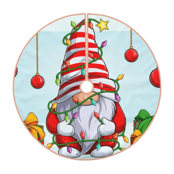 Sikiie Funny Christmas Gnome Nativity Christmas Tree Skirt, Jesus Christian Winter Holiday Tree Mat Decoration(30-48IN)48"