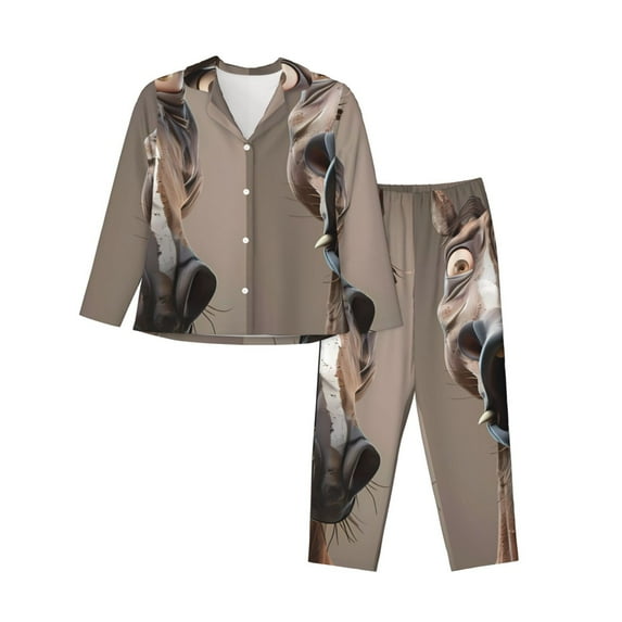 Sikiie Funny Horse Faces Expressions Pajamas for Women Set, Womens Pajama Sets, Lounge Sets for Women, 2pjs for Women-X-Large