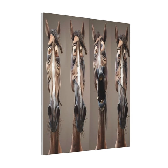 Sikiie Funny Horse Faces Expressions Print Canvas Decorative Hanging Painting, Anti-shrinkage Hanging Frame, Suitable for Home, Office Wall Decorations