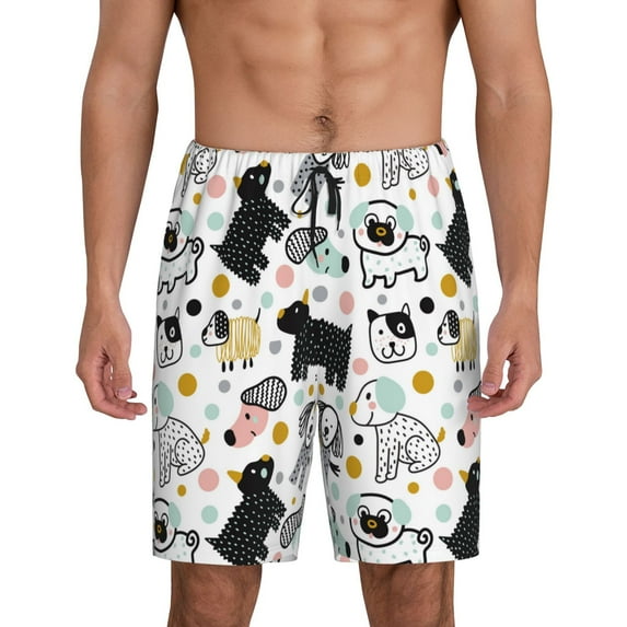 Sikiie Funny Puppy Mens Pajama Shorts, Lightweight Lounge Pant with Pockets Soft Sleep Pj Shorts for MenLarge