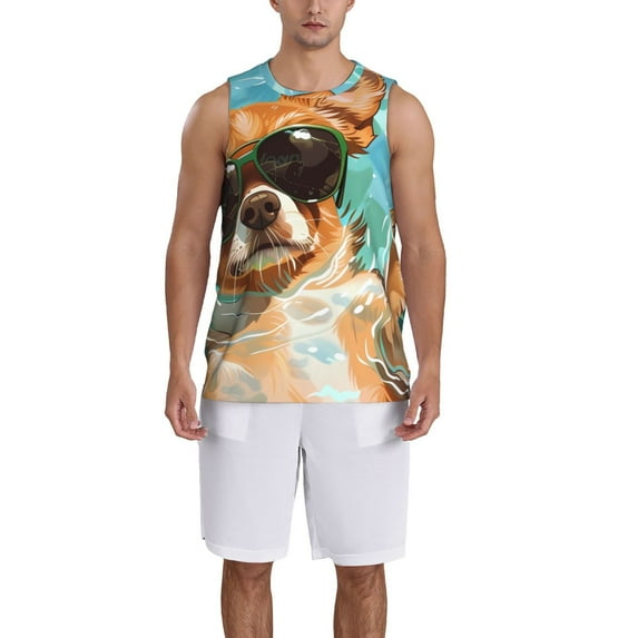 Sikiie Funny Swimming Chihuahua Basketball Jersey Reversible Men's Mesh Athletic Sports Shirts Training Practice S-4XLLarge