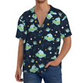 thumbnail image 1 of Sikiie Galaxy With Ufo Men's Wrinkle Free Untucked Cuban Shirt Business Casual Button Down Shirts Short Sleeve Shirt3X-Large, 1 of 5