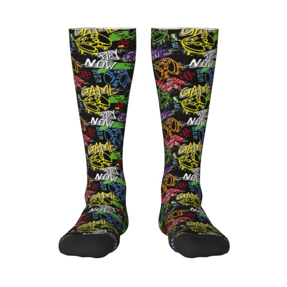 Sikiie Game Joysticks Knee Socks, High Socks Long Stretchy Sock Women Knee High Stocking, Long Socks for Women