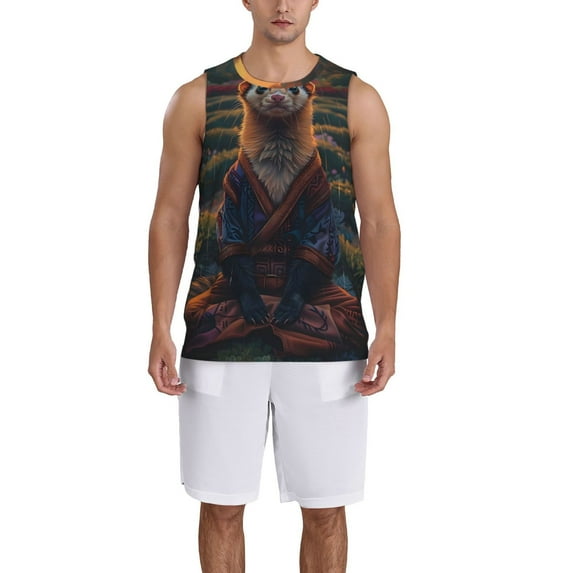 Sikiie Garden Meditating Weasel Basketball Jersey Reversible Men's Mesh Athletic Sports Shirts Training Practice S-4XL4X-Large