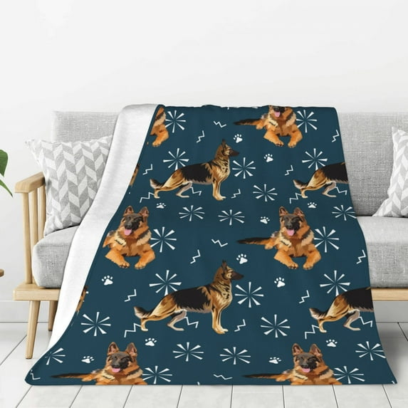 Sikiie German Shepherd Dog Cozy Flannel Fleece Throw Blanket: Lightweight & Thick for All Seasons - Perfect for Women, Men, & Kids"50"x40"
