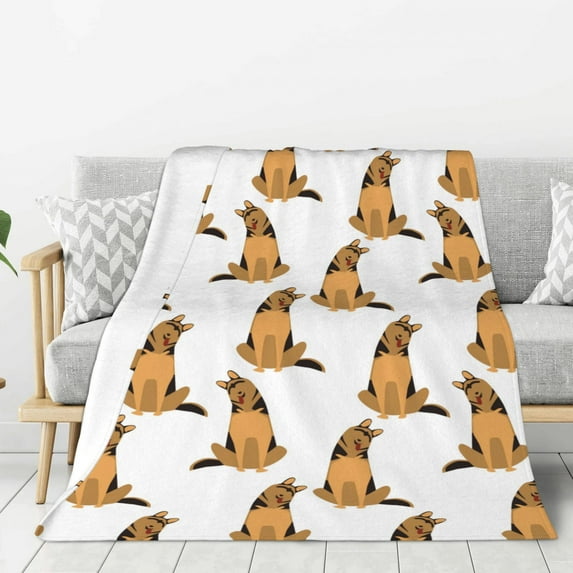 Sikiie German Shepherd Dog Cozy Flannel Fleece Throw Blanket: Lightweight & Thick for All Seasons - Perfect for Women, Men, & Kids"80"x60"