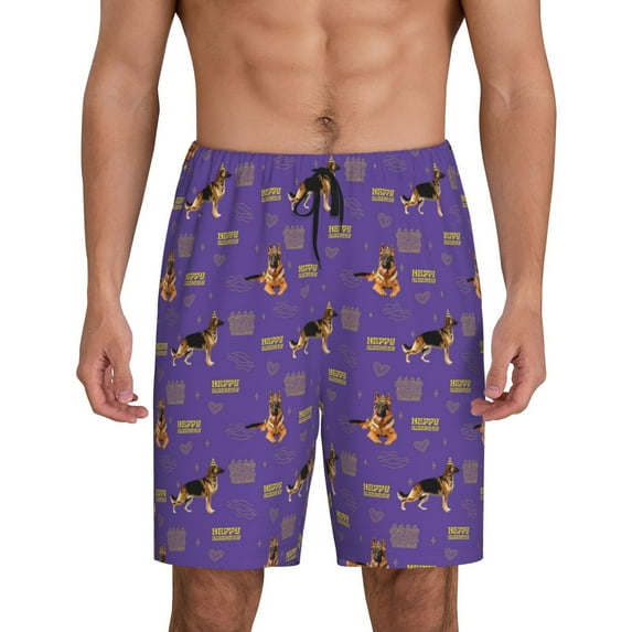 Sikiie German Shepherd Dog Mens Pajama Shorts, Lightweight Lounge Pant with Pockets Soft Sleep Pj Shorts for MenLarge