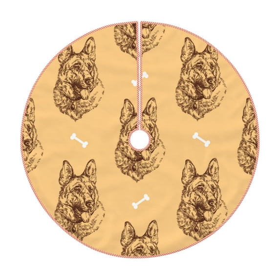 Sikiie German Shepherd Dog Nativity Christmas Tree Skirt, Jesus Christian Winter Holiday Tree Mat Decoration(30-48IN)30"