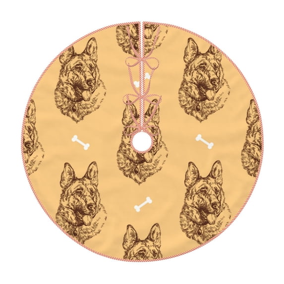 Sikiie German Shepherd Dog Nativity Christmas Tree Skirt, Jesus Christian Winter Holiday Tree Mat Decoration(30-48IN)36"