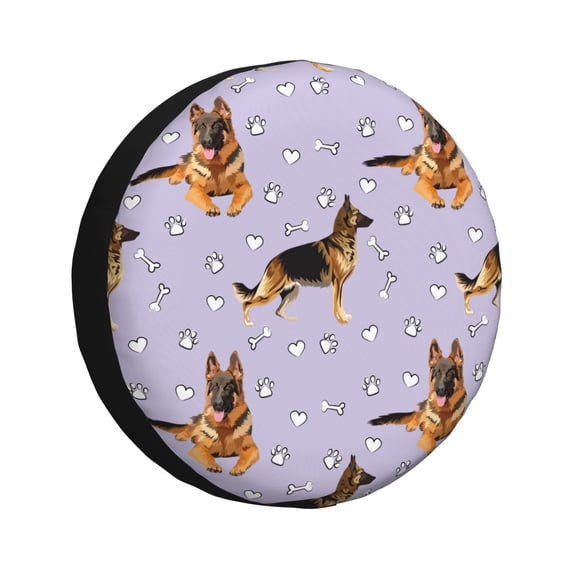 Sikiie German Shepherd Dog PVC Leather Spare Tire Wheel Cover Spare Tire Cover, for Car Truck SUV Camper Trailer Universal Fit(14-17in)-14 inch