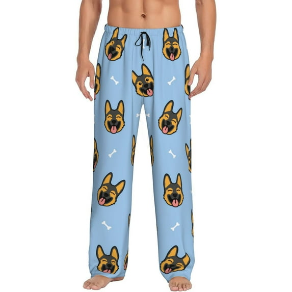 Sikiie German Shepherd Puppy Mens Pajama Pants Sleep & Lounge Pants, PJ Bottoms With elastic waistb and Pockets XX-Large