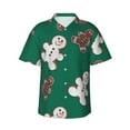 thumbnail image 1 of Sikiie Gingerbread Snowman Cookies Print Men's Hawaiian Shirt, Summer Beach Button Pocket Short Sleeve T-Shirt,Large, 1 of 7