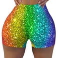 thumbnail image 1 of Sikiie Glitter Rainbow Print Workout Shorts Women Scrunch Butt Gym Shorts Seamless High Waist Tummy Control Yoga Biker Athletic Shorts, 1 of 5
