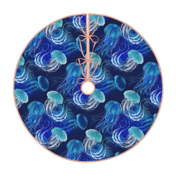 Sikiie Glowing Jellyfish Pattern Christmas Tree Skirt, Christmas Tree Decorations, Christmas Decor, Tree Mat Decoration(30-48IN)-30"
