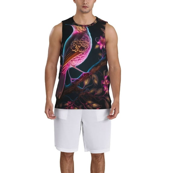 Sikiie Glowing Leaf Bird Basketball Jersey Reversible Men's Mesh Athletic Sports Shirts Training Practice S-4XLLarge