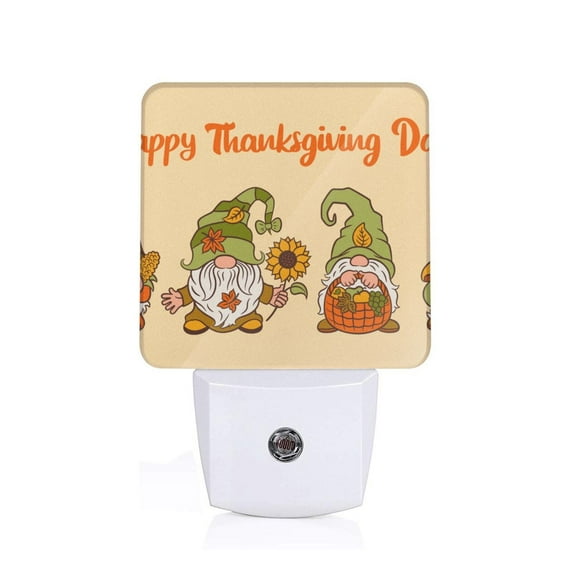 Sikiie Gnomes Happy Thanksgiving Led Night Light, Warm White,Cool White Lights for Bathroom,Hallway,Bedroom, Kids Room-UK
