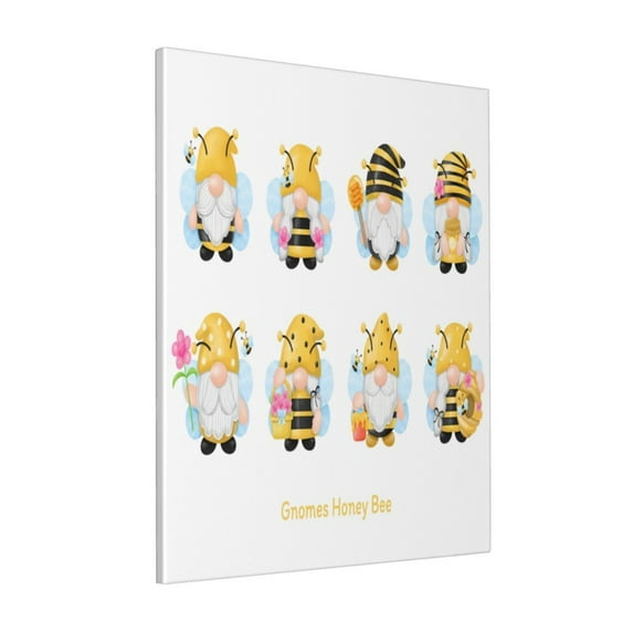 Sikiie Gnomes Honey Bee Print Canvas Decorative Hanging Painting, Anti-shrinkage Hanging Frame, Suitable for Home, Office Wall Decorations