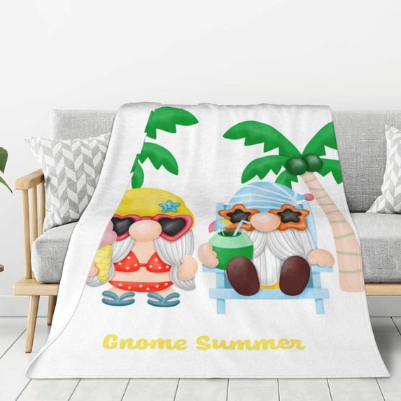 Sikiie Gnomes Summer Beach1 Cozy Flannel Fleece Throw Blanket: Lightweight & Thick for All Seasons - Perfect for Women, Men, & Kids"80"x60"