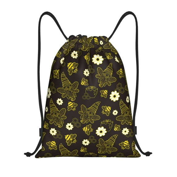 Sikiie Gnomes With Honey And Bees Drawstring Backpack Drawstring Bags, Draw String Back Bag for Sports, Gym, Travel, Swimming, Beach-Medium