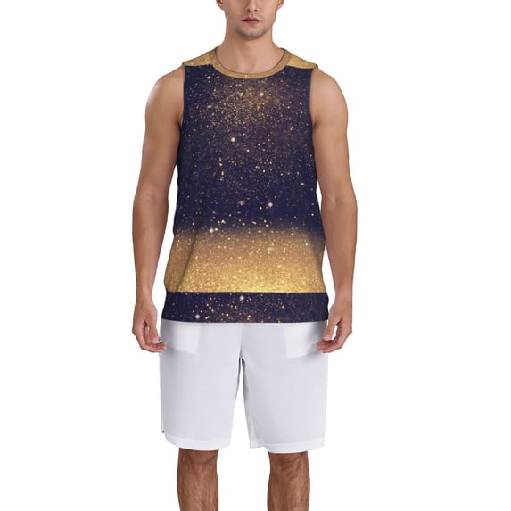 Sikiie Gold Black Glitter Basketball Jersey Reversible Men's Mesh Athletic Sports Shirts Training Practice S-4XLMedium