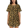 thumbnail image 1 of Sikiie Gold Glitter Leopard Womens Pajama Sets Short Sleeve Top With Pants Sleepwear 2 Piece Lounge SetLarge, 1 of 6
