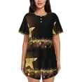 thumbnail image 1 of Sikiie Gold Glittering Stars Womens Pajama Sets Short Sleeve Top With Pants Sleepwear 2 Piece Lounge Set-Medium, 1 of 6