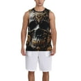 thumbnail image 1 of Sikiie Gold Pattern Black Skull Basketball Jersey Reversible Men's Mesh Athletic Sports Shirts Training Practice S-4XLX-Large, 1 of 6