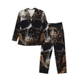 thumbnail image 1 of Sikiie Gold Pattern Black Skull Mens Pajama Set, Soft Warm Long Sleeve Sleepwear, Cozy Button-Down Pjs for Men-Small, 1 of 7
