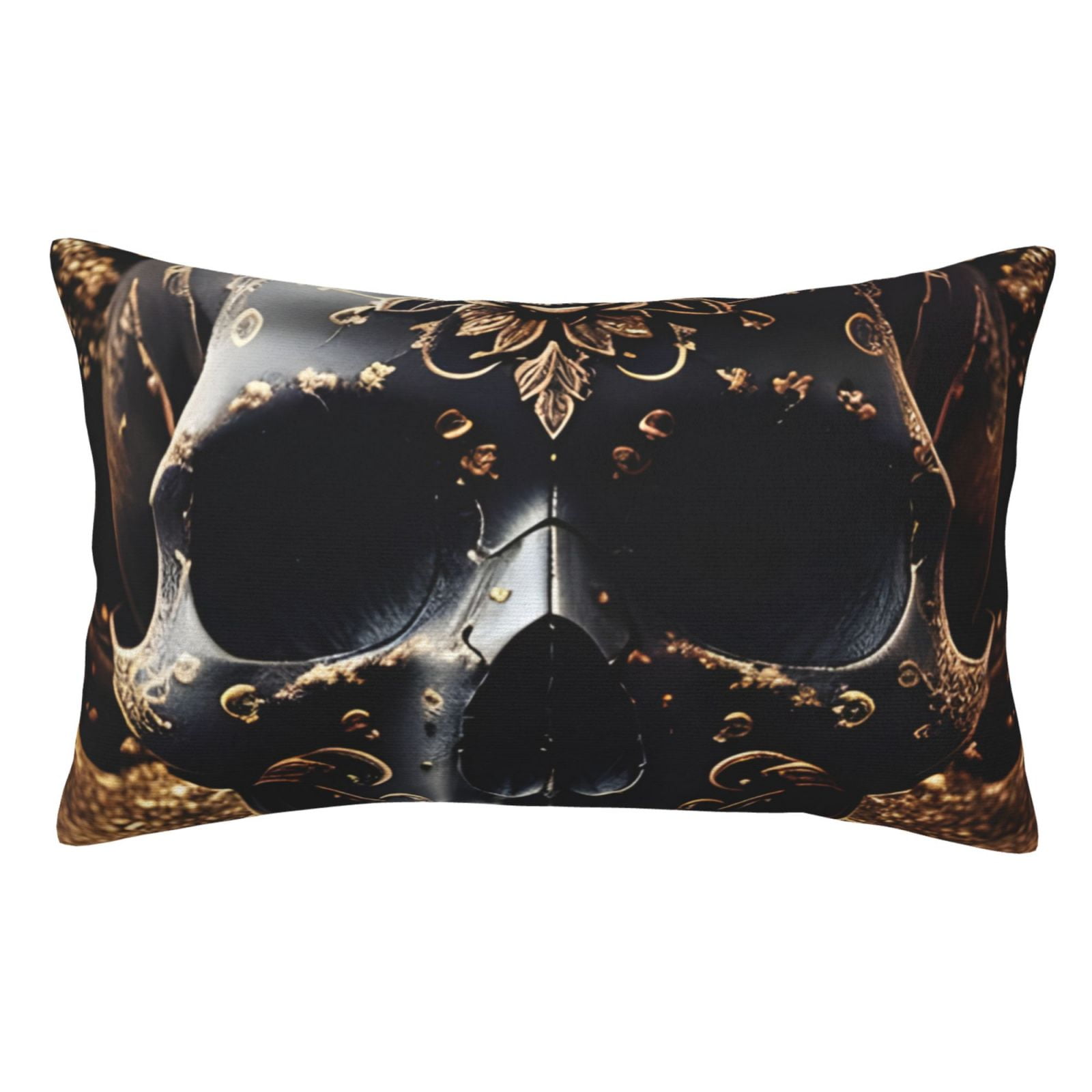 Sikiie Gold Pattern Black Skull Pillow Covers, Throw Pillow Case