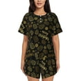 thumbnail image 1 of Sikiie Gold Pinecone Merry Christmas Womens Pajama Sets Short Sleeve Top With Pants Sleepwear 2 Piece Lounge Set-XX-Large, 1 of 6