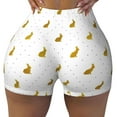 thumbnail image 1 of Sikiie Gold Rabbit Print Workout Shorts Women Scrunch Butt Gym Shorts Seamless High Waist Tummy Control Yoga Biker Athletic Shorts, 1 of 5
