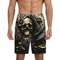 thumbnail image 1 of Sikiie Gold Rose Skull Mens Pajama Shorts, Lightweight Lounge Pant with Pockets Soft Sleep Pj Shorts for Men3X-Large, 1 of 6