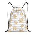 thumbnail image 1 of Sikiie Gold Snowflake Drawstring Backpack Drawstring Bags, Draw String Back Bag for Sports, Gym, Travel, Swimming, Beach-Medium, 1 of 6