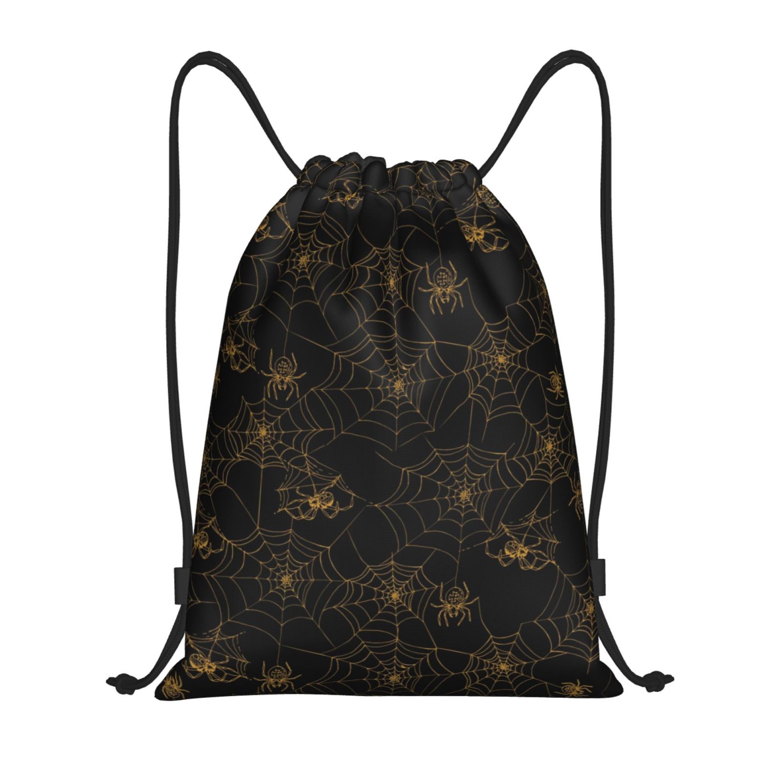 Sikiie Gold Spiders And Cobwebs Drawstring Backpack Drawstring Bags