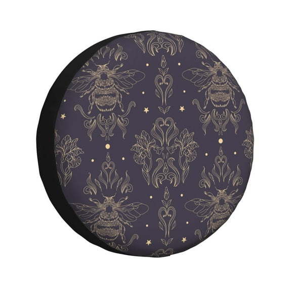 Sikiie Golden Bumblebee PVC Leather Spare Tire Wheel Cover Spare Tire Cover, for Car Truck SUV Camper Trailer Universal Fit(14-17in)-14 inch