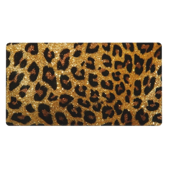 Sikiie Golden Leopard Glitter Mouse Pad, 16x29.5 Mousepad Desk Mat in Anti-Slip Rubber Mousepads Mat for Game Office Laptop Computer
