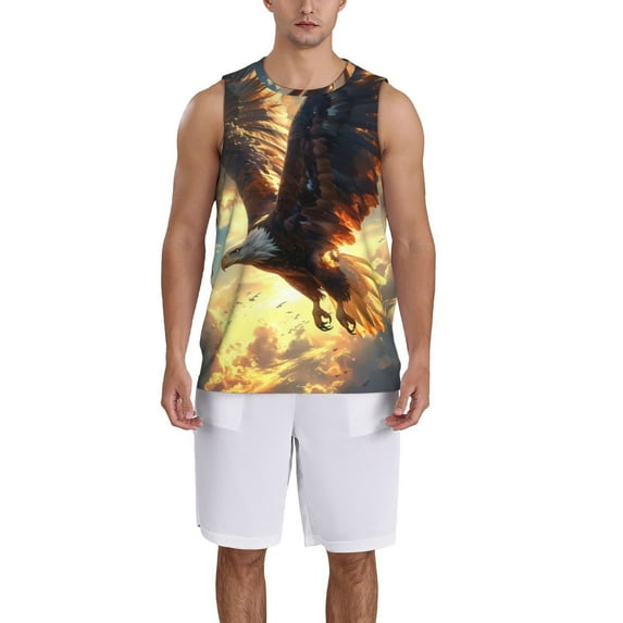 Sikiie Golden Sky Bald Eagle Basketball Jersey Reversible Men's Mesh Athletic Sports Shirts Training Practice S-4XLX-Large