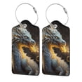 thumbnail image 1 of Sikiie Golden White Fire Dragon Luggage Tag for Suitcase Leather Baggage Tag with Stainless Steel Loop Privacy Cover for Women Men Girls-2 PCS, 1 of 5