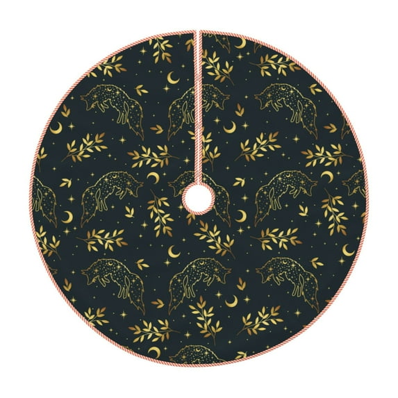 Sikiie Golden line fox Christmas Tree Skirt, Christmas Tree Decorations, Christmas Decor, Tree Mat Decoration(30-48IN)-36"